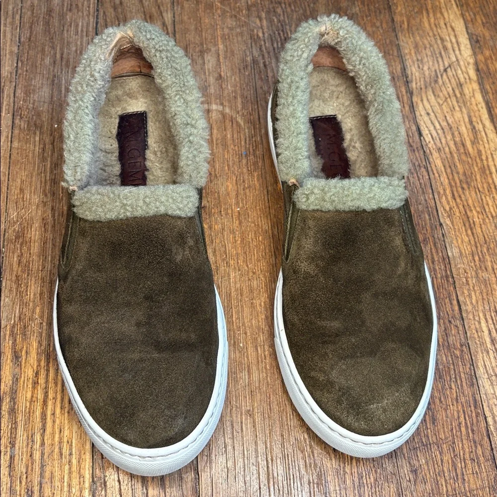 M Gemi sneakers slip on brown suede tan sherpa lined Italian EU 38 US 7.5 cozy